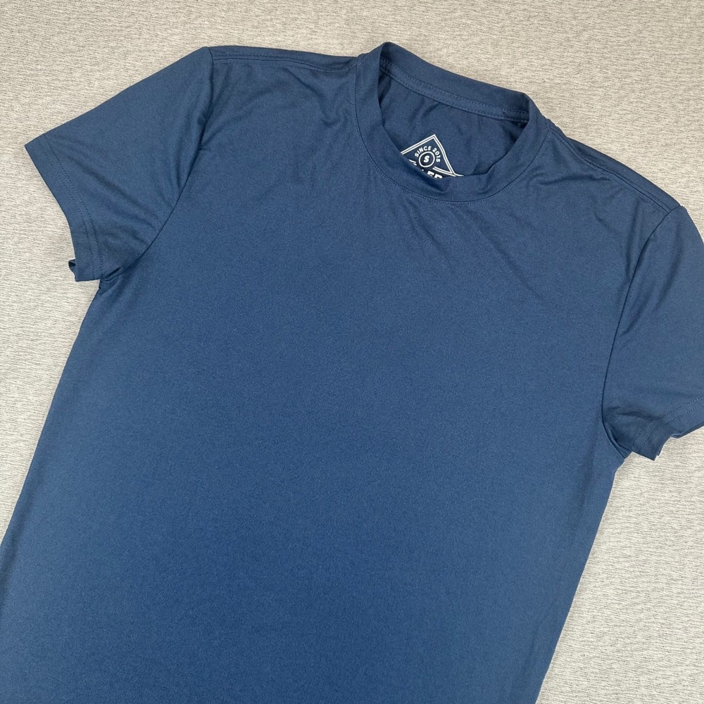 Burlebo Shirt Womens Small Navy Blue Solid Performance Short Sleeve Stretch - Picture 2 of 9